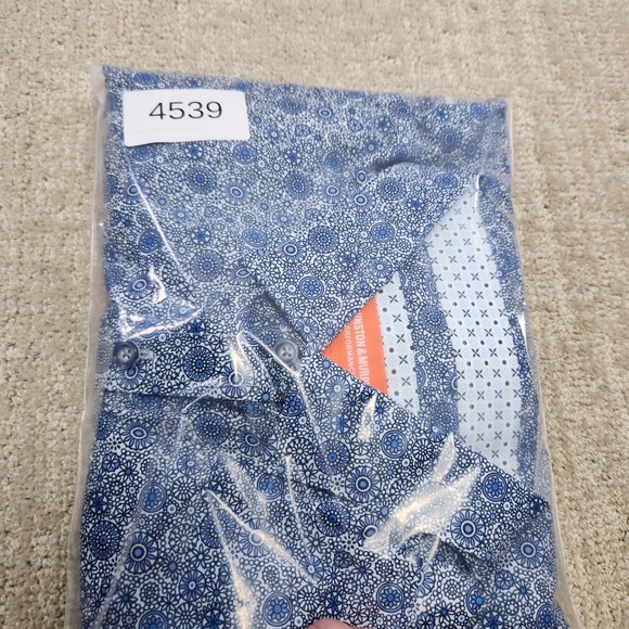 Johnston & Murphy Shirt Men Large Performance Paisley Geometric Flip Cuff Button - Picture 9 of 9